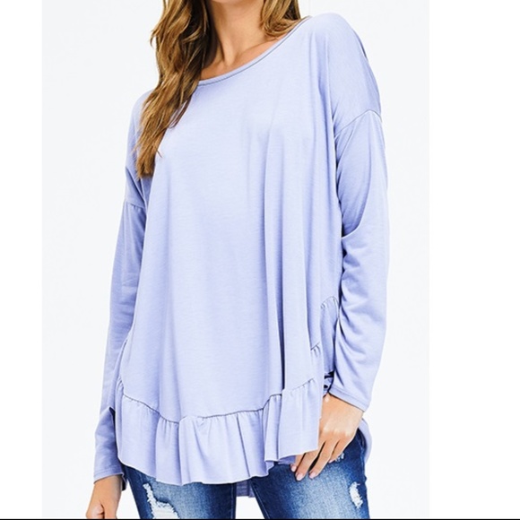 SO PRETTY!  Gorgeous Periwinkle Ruffle Top - Picture 2 of 7